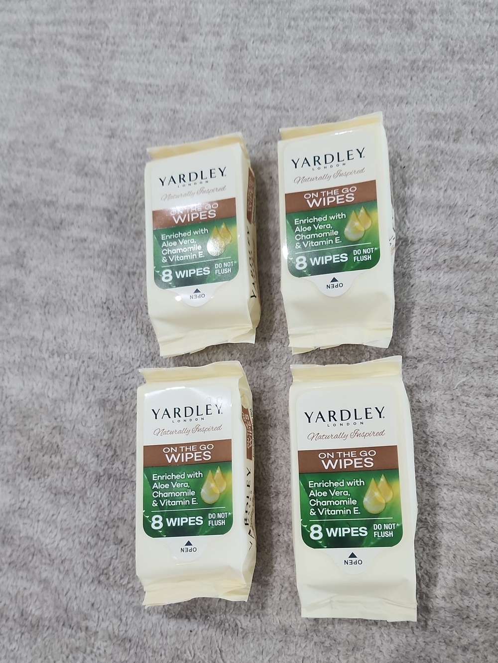 NWT 4 Packs Yardley On The Go Wipes